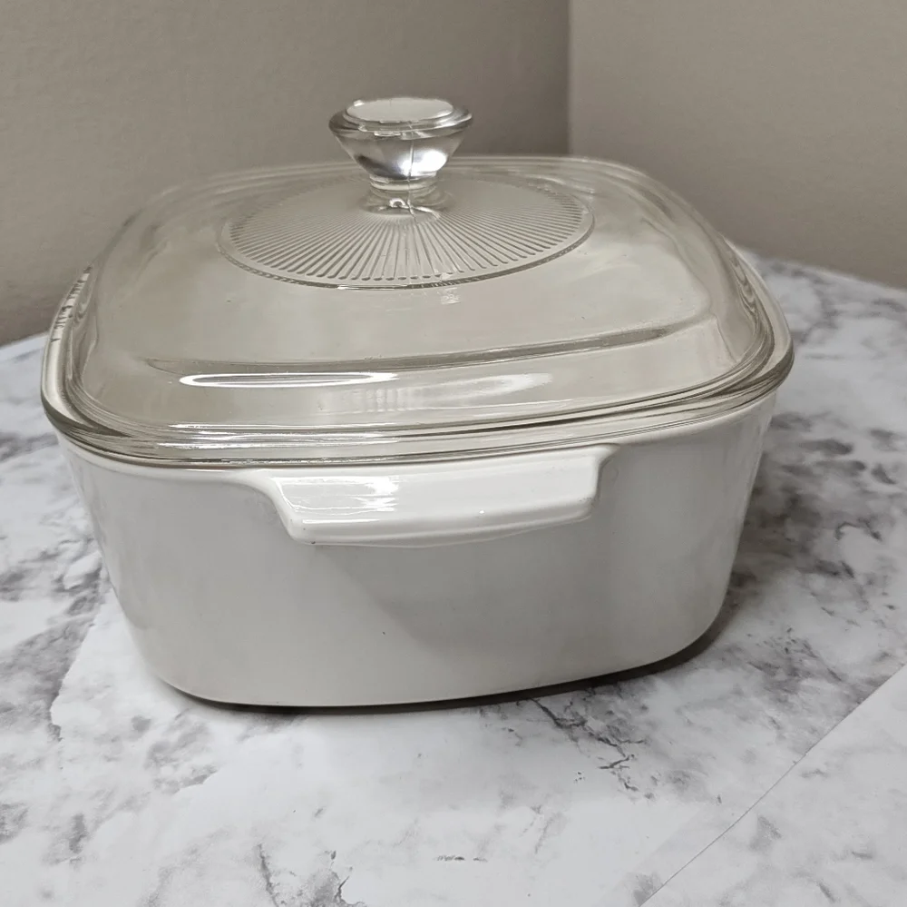 Vintage Pyrex Glass Lid White Casserole Dish Fruit Design